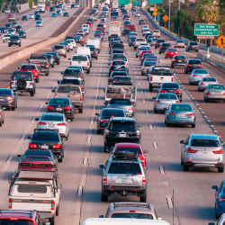 Traffic on a California freeway.