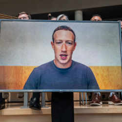 Meta CEO Mark Zuckerberg appearing via video at the DealBook conference last year.