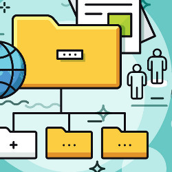 organizational chart composed of business folders, illustration