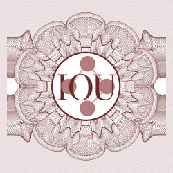 'IOU' on official-looking seal