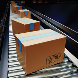 boxes on a conveyor belt