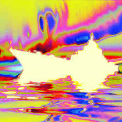 Psychedelic image of a naval vessel. 