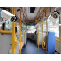 Security cameras on a bus. 