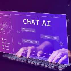 Chatting with an AI chatbot.