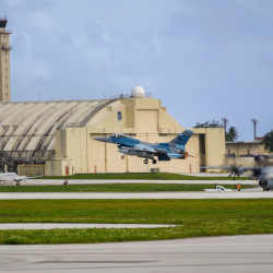 A fighter jet taking off from Andersen Air Force Base in Guam earlier this year. 