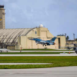 A fighter jet taking off from Andersen Air Force Base in Guam earlier this year.