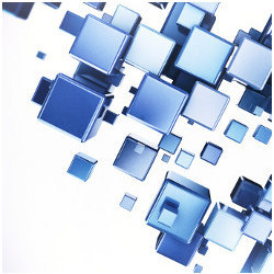 blue metallic cubes, illustration