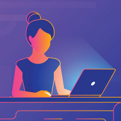 woman at a laptop computer, illustration