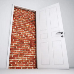 door opens to a brick wall