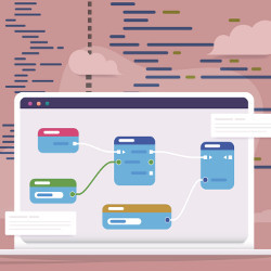 connected blocks on a screen, illustration