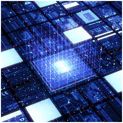 processor on a circuit board, illustration