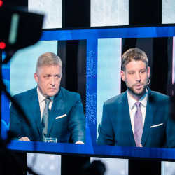 Robert Fico, left, heads Slovakias SMER party. 