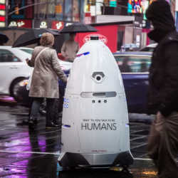 A security robot on patrol. 