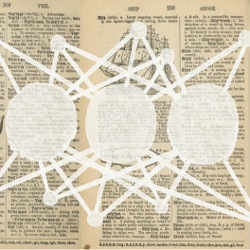 white model imposed on old dictionary pages, illustration