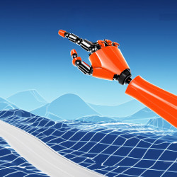 robotic arm with a pointing finger, illustration