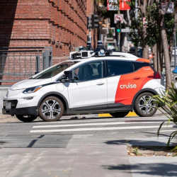 A self-driving Cruise vehicle on a California street.