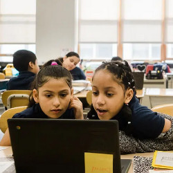 third-grade students in a math class at First Avenue Elementary School in Newark, N.J.