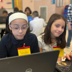 two female students at computers