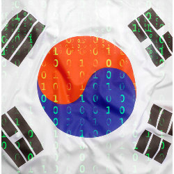 flag of South Korea with binary code