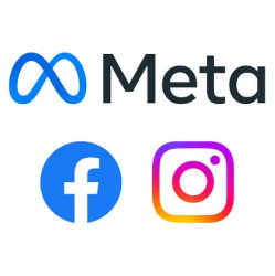 The Meta, Facebook, and Instagram logos.