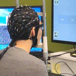 A researcher tests the mind-reading technology.