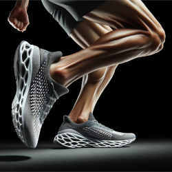 Conceptualization of a running shoe made out of a metamaterial. 