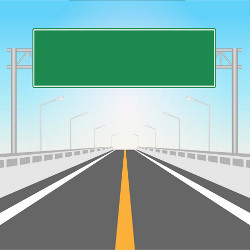 empty roadsign on a highway, illustration