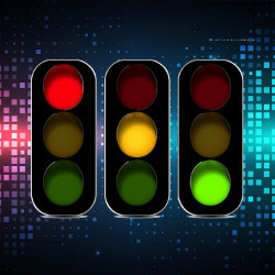 traffic lights on a tech background, illustration