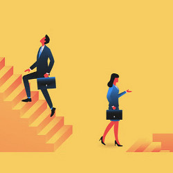 comparative career ladders for men and women, illustration