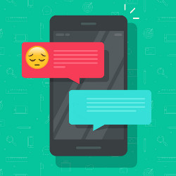 sad emoji in chatbot text, illustration