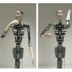 The robot makes gestures in response to text prompts.