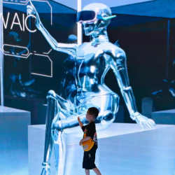 A child visits the World Artificial Intelligence Conference in Shanghai, China.