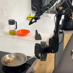 A robot does the cooking.