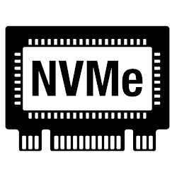 An NVMe SSD device flat icon - non-volatile storage media attached via PCI Express bus.