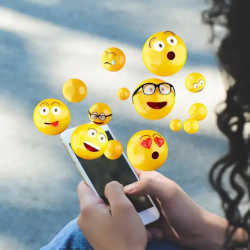 Emojis are commonly used for digital communication, such as in text messages or on social media